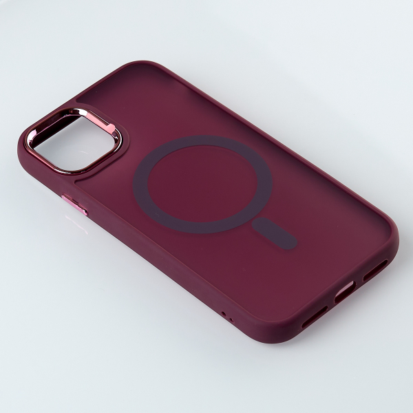 Силиконовый чехол MagSafe MATTE для iPhone 15 бордовый