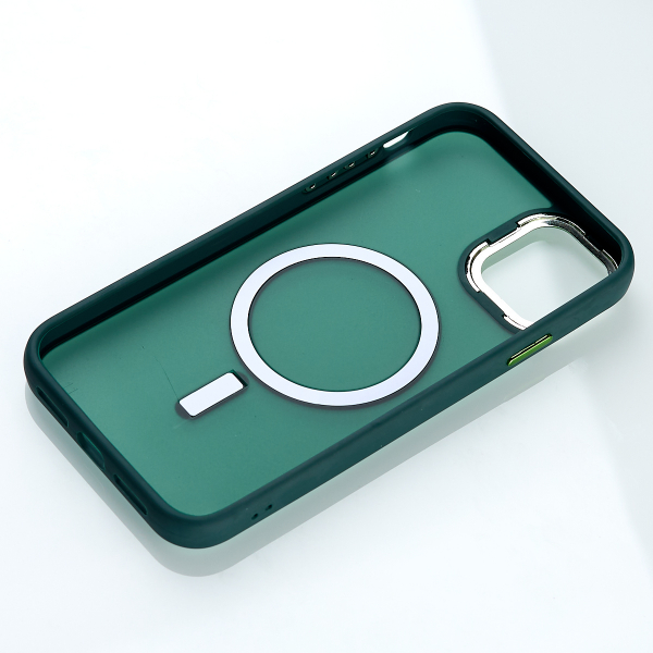 Силиконовый чехол MagSafe MATTE для iPhone 15 зеленый
