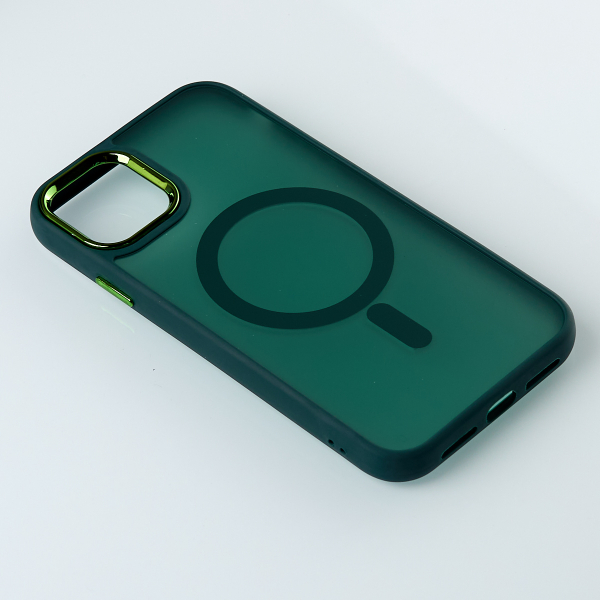 Силиконовый чехол MagSafe MATTE для iPhone 15 зеленый