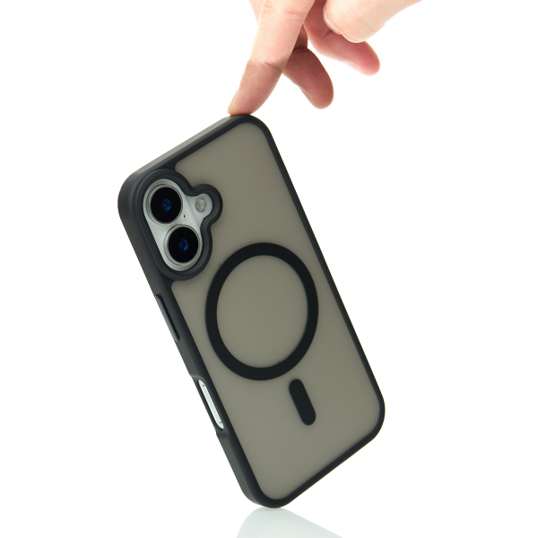 Силиконовый чехол MagSafe MATTE для iPhone 16 черный