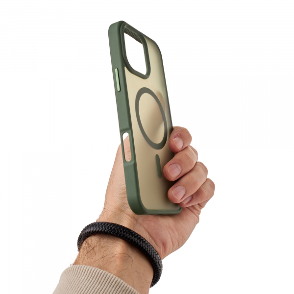 Силиконовый чехол MATTE с поддержкой MagSafe для iPhone 16 Pro Max sage green