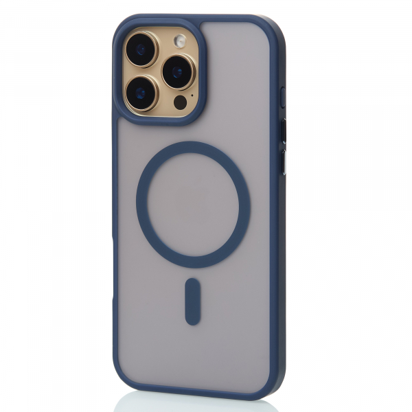 Силиконовый чехол MagSafe MATTE для iPhone 16 Pro темно-синий