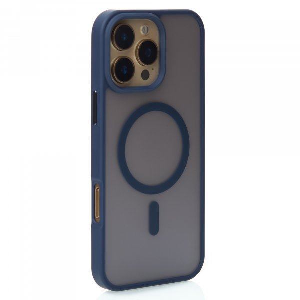 Силиконовый чехол MagSafe MATTE для iPhone 16 Pro темно-синий
