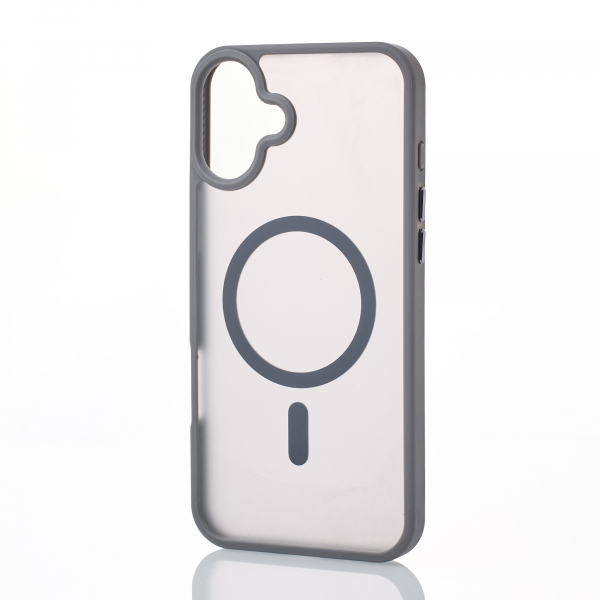 Силиконовый чехол MagSafe MATTE для iPhone 16 серый