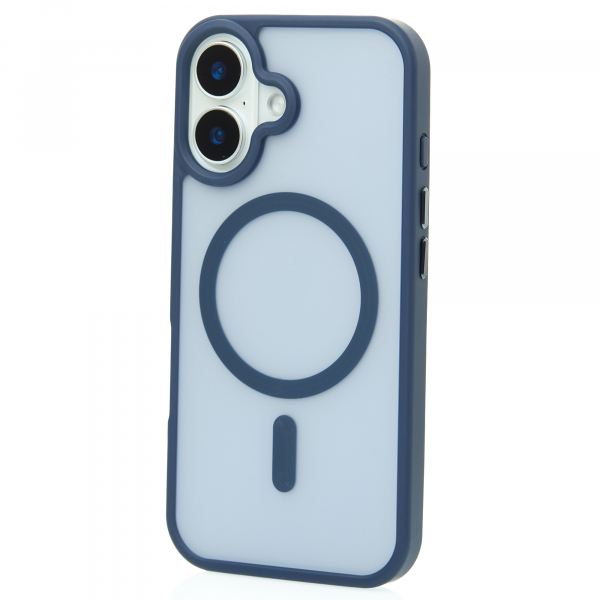Силиконовый чехол MagSafe MATTE для iPhone 16 темно-синий