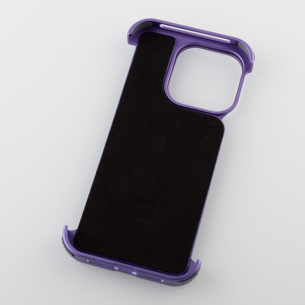Металлический чехол MagSafe LEATHER METAL FRAME для iPhone 14 Pro Max фиолетовый