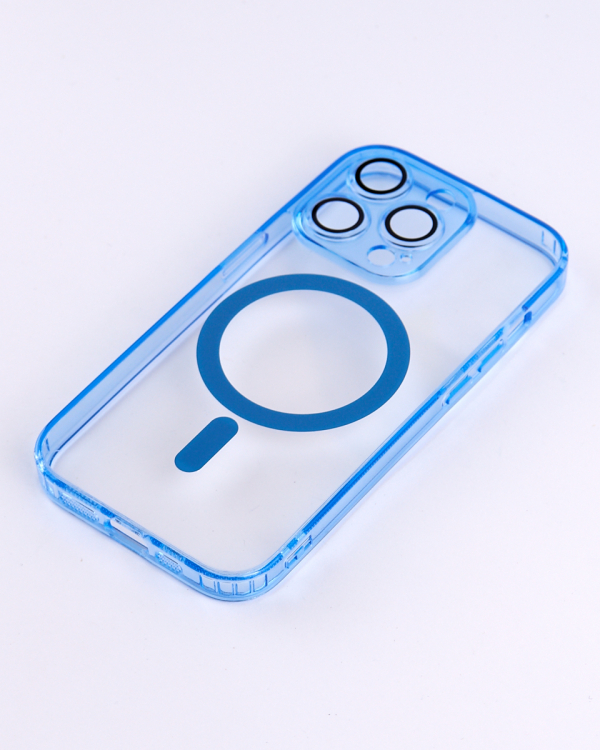 Силиконовый чехол SHADE PHONE с поддержкой MagSafe для iPhone 15 Pro синий