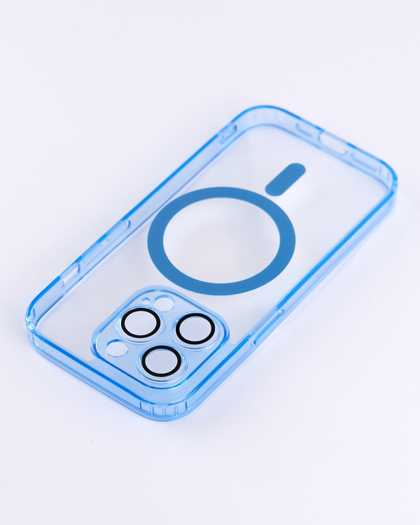 Силиконовый чехол SHADE PHONE с поддержкой MagSafe для iPhone 15 Pro синий