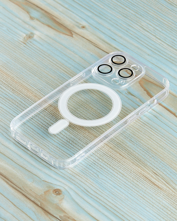 Силиконовый чехол SHADE PHONE с поддержкой MagSafe для iPhone 15 Pro прозрачный