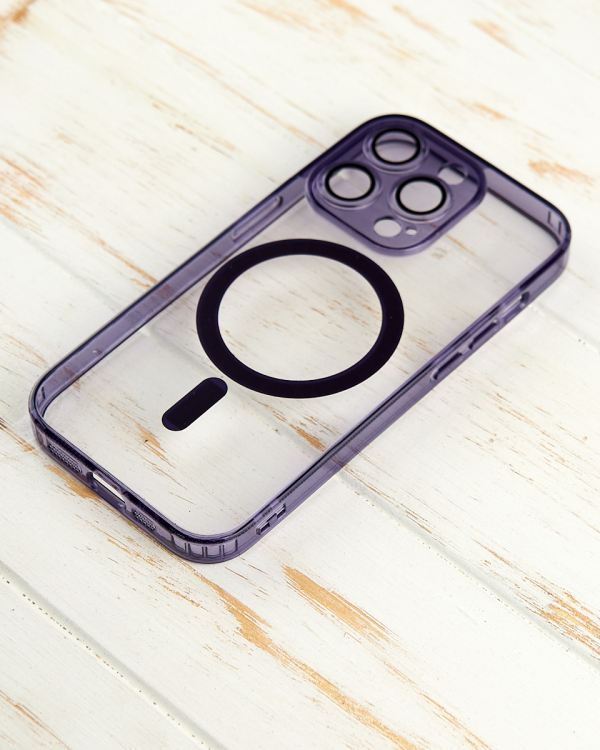 Силиконовый чехол SHADE PHONE с поддержкой MagSafe для iPhone 15 Pro темно-фиолетовый