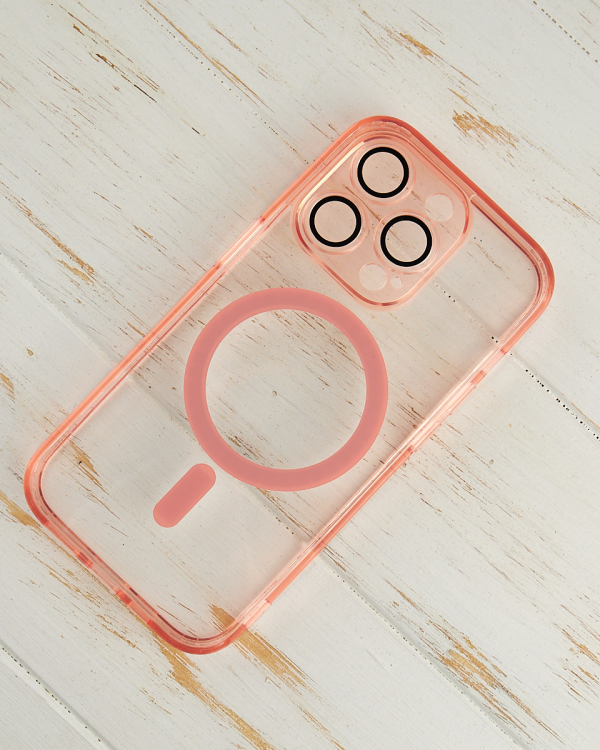 Силиконовый чехол SHADE PHONE с поддержкой MagSafe для iPhone 15 Pro розовый