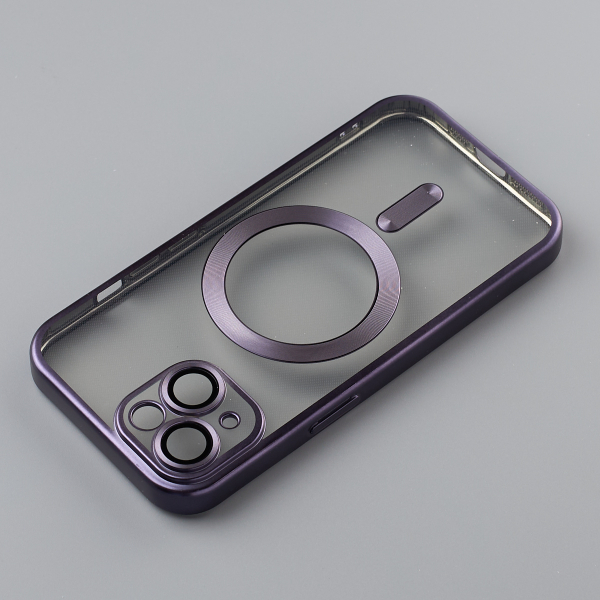 Силиконовый чехол MagSafe SHINING MATTE для iPhone 15 deep purple