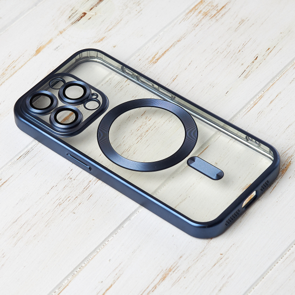 Силиконовый чехол MagSafe SHINING MATTE для iPhone 15 Pro Max blue titanium
