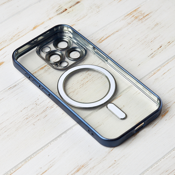 Силиконовый чехол MagSafe SHINING MATTE для iPhone 15 Pro Max blue titanium