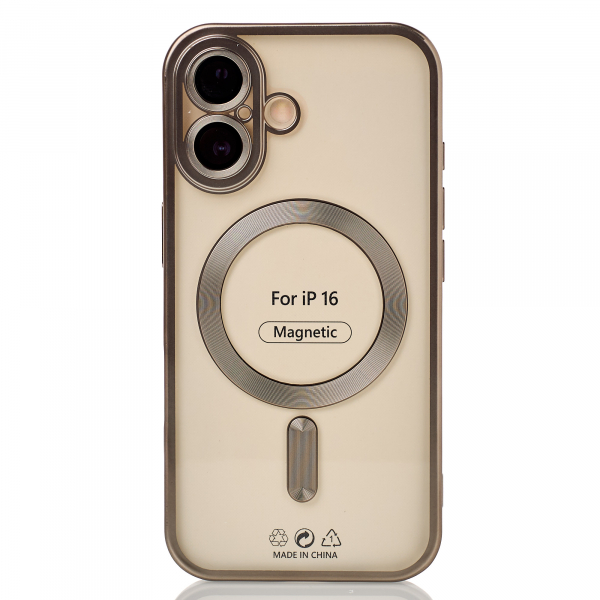 Силиконовый чехол MagSafe SHINING MATTE для iPhone 16 natural titanium