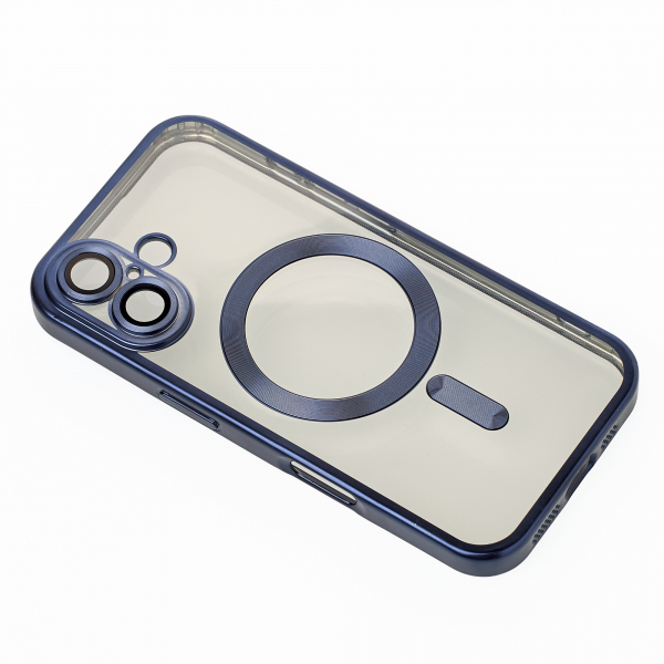 Силиконовый чехол MagSafe SHINING MATTE для iPhone 16 Plus blue titanium