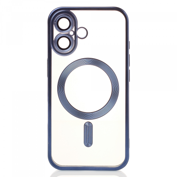 Силиконовый чехол MagSafe SHINING MATTE для iPhone 16 Plus blue titanium