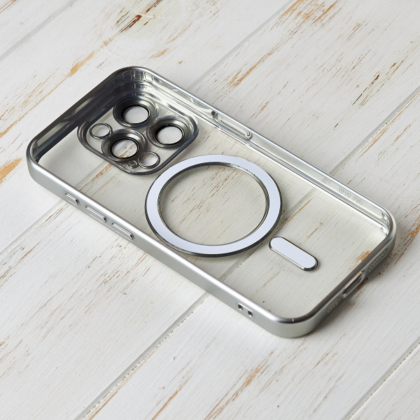 Силиконовый чехол MagSafe SHINING MATTE для iPhone 15 Pro Max silver