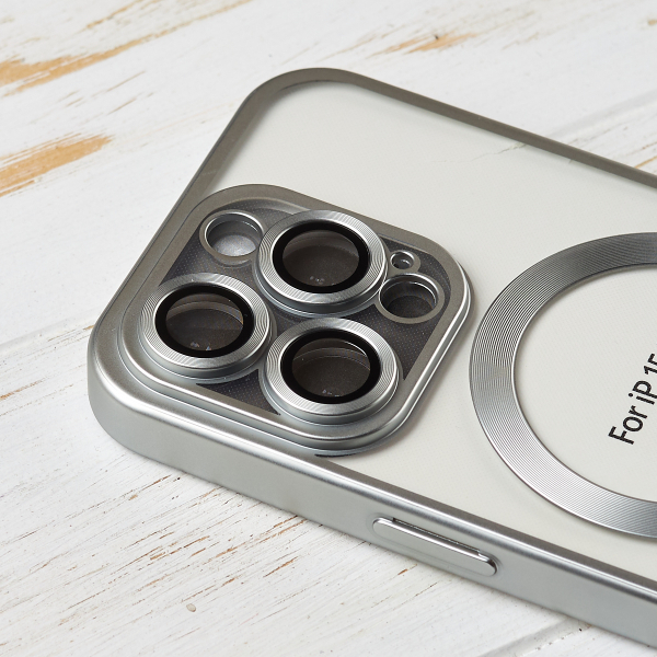 Силиконовый чехол MagSafe SHINING MATTE для iPhone 15 Pro Max silver