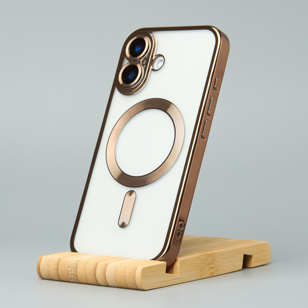 Силиконовый чехол MagSafe SHINING MATTE для iPhone 16 Plus desert titanium