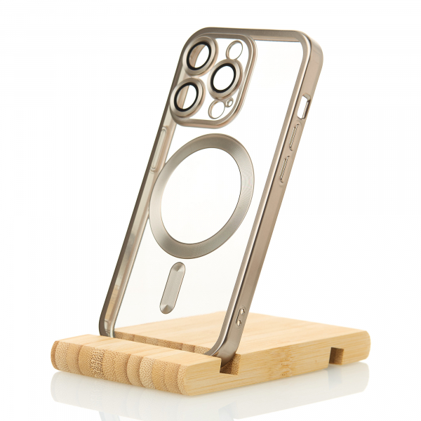 Силиконовый чехол MagSafe SHINING MATTE для iPhone 15 Pro natural titanium