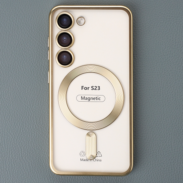 Силиконовый чехол MagSafe SHINING MATTE для Samsung S23 gold