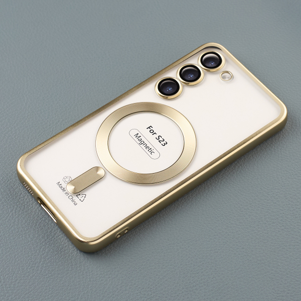 Силиконовый чехол MagSafe SHINING MATTE для Samsung S23 gold