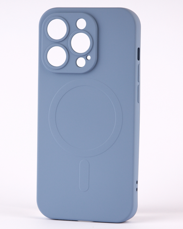 Силиконовый чехол MagSafe SOFT для iPhone 13 Pro Max серо-синий
