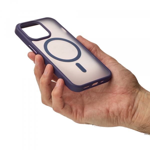Силиконовый чехол MATTE с поддержкой MagSafe для iPhone 15 dark purple
