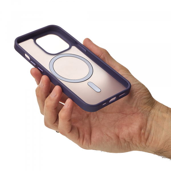 Силиконовый чехол MATTE с поддержкой MagSafe для iPhone 15 dark purple