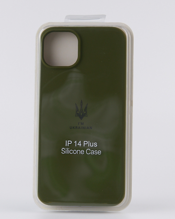 Силиконовый чехол Original pack SOFT для iPhone 14 Plus (ТРИЗУБ) темно-зеленый