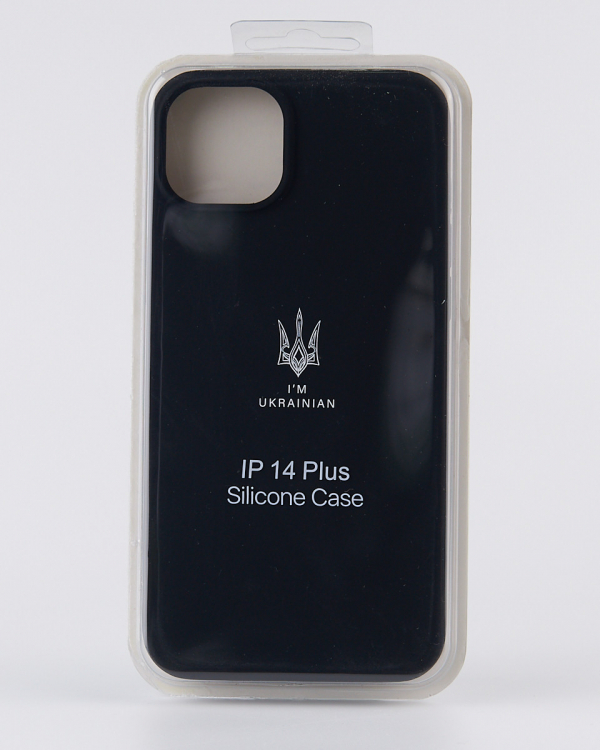 Силиконовый чехол Original pack SOFT для iPhone 14 Plus (ТРИЗУБ) черный