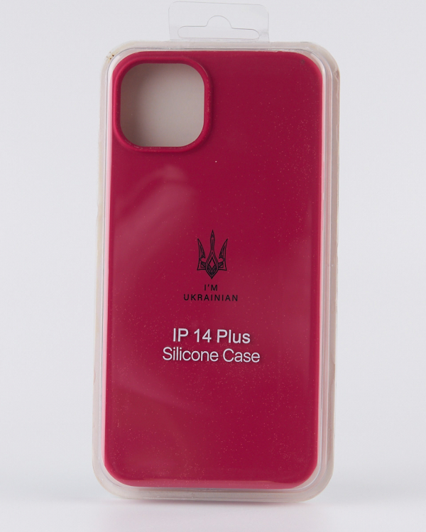 Силиконовый чехол Original pack SOFT для iPhone 14 Plus (ТРИЗУБ) малиновый