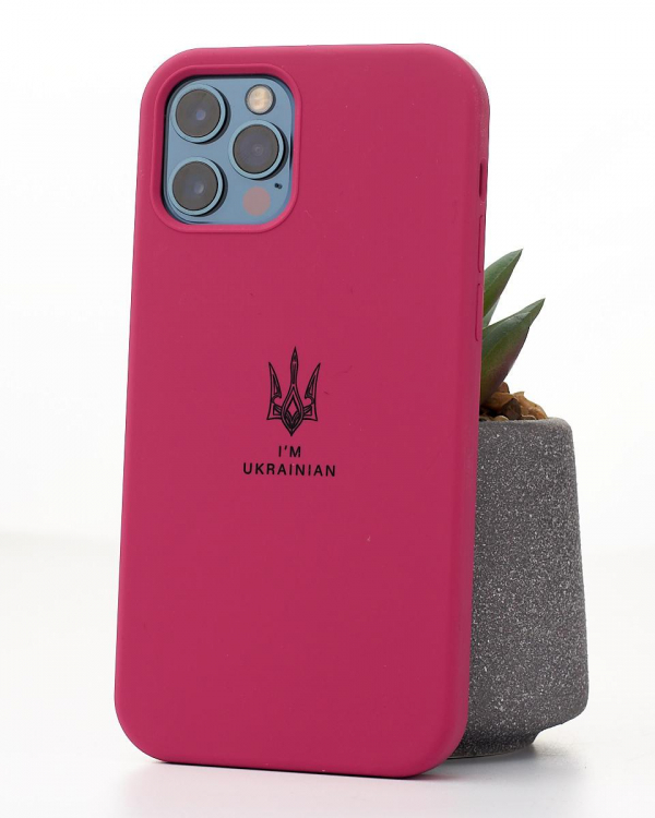 Силиконовый чехол Original pack SOFT для iPhone 12 Pro Max (ТРИЗУБ) малиновый