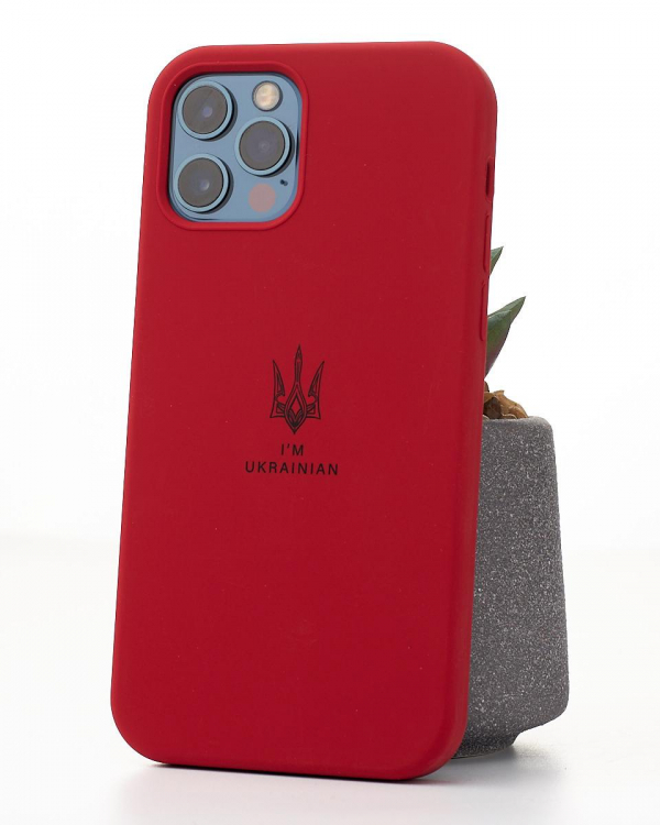 Силиконовый чехол Original pack SOFT для iPhone 12 Pro Max (ТРИЗУБ) темно-красный