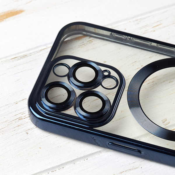 Силиконовый чехол SHINING with MagSafe для iPhone 15 Pro темно-синий