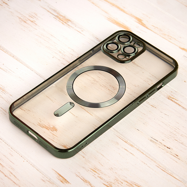 Силиконовый чехол SHINING with MagSafe для iPhone 13 Pro зеленый