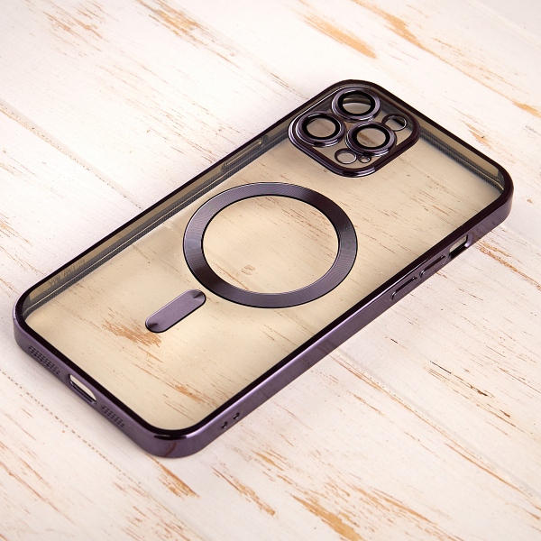 Силиконовый чехол SHINING с поддержкой MagSafe для iPhone 14 Pro темно-фиолетовый
