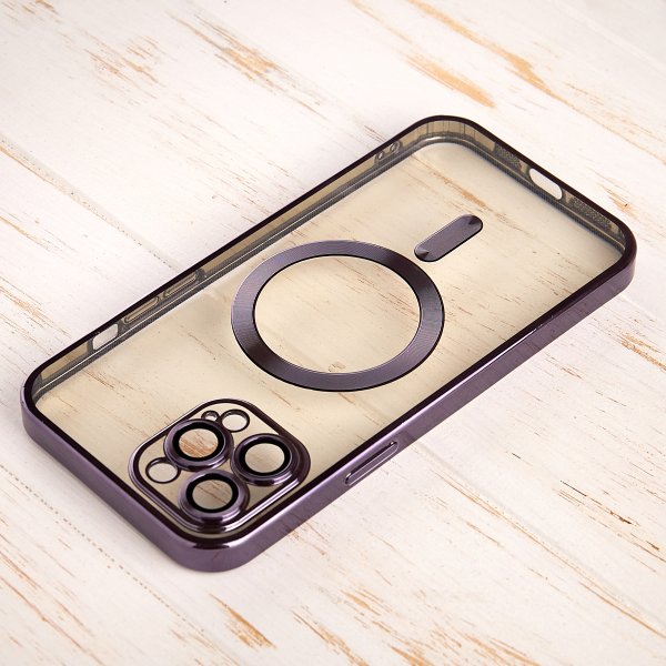 Силиконовый чехол SHINING с поддержкой MagSafe для iPhone 14 Pro темно-фиолетовый