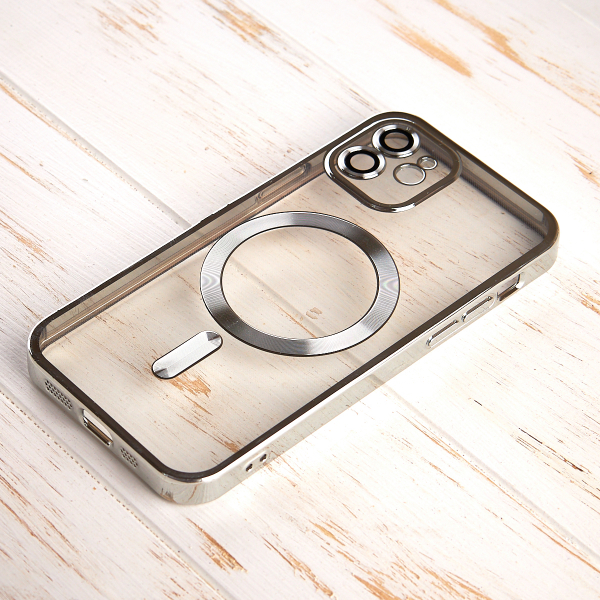 Силиконовый чехол SHINING with MagSafe для iPhone 12 серебряный