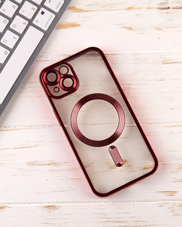 Силиконовый чехол SHINING с поддержкой MagSafe для iPhone 15 красный
