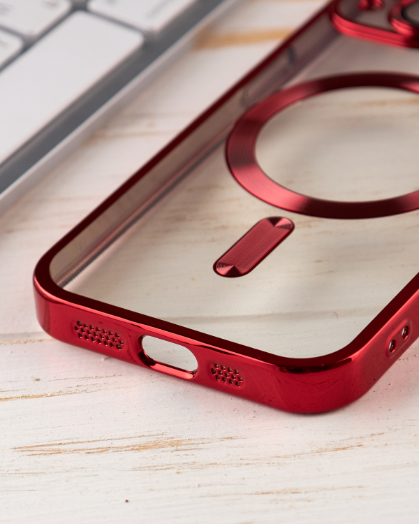 Силиконовый чехол SHINING с поддержкой MagSafe для iPhone 15 красный