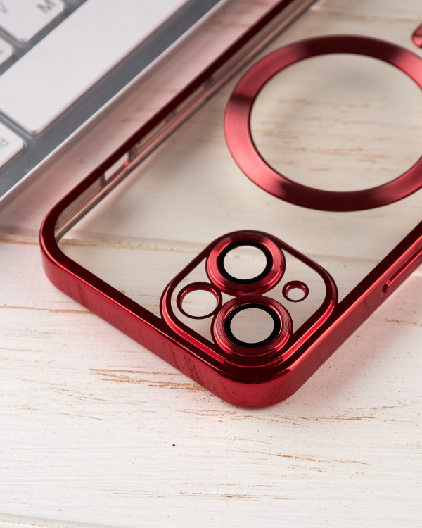 Силиконовый чехол SHINING with MagSafe для iPhone 15 Plus красный