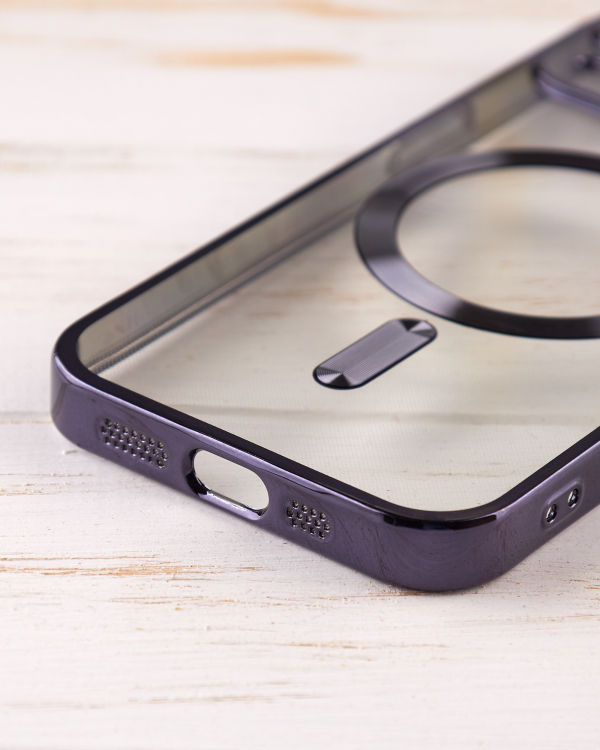 Силиконовый чехол SHINING with MagSafe для iPhone 15 Plus темно-фиолетовый