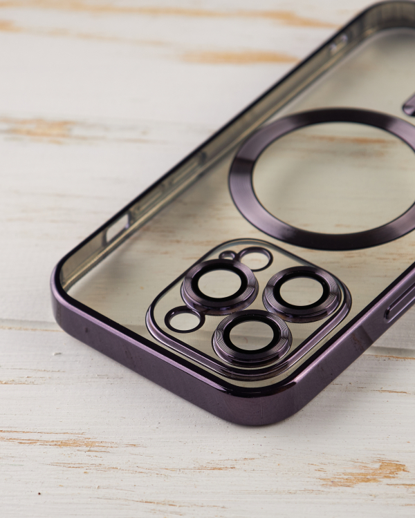 Силиконовый чехол SHINING с поддержкой MagSafe для iPhone 15 Pro Max темно-фиолетовый