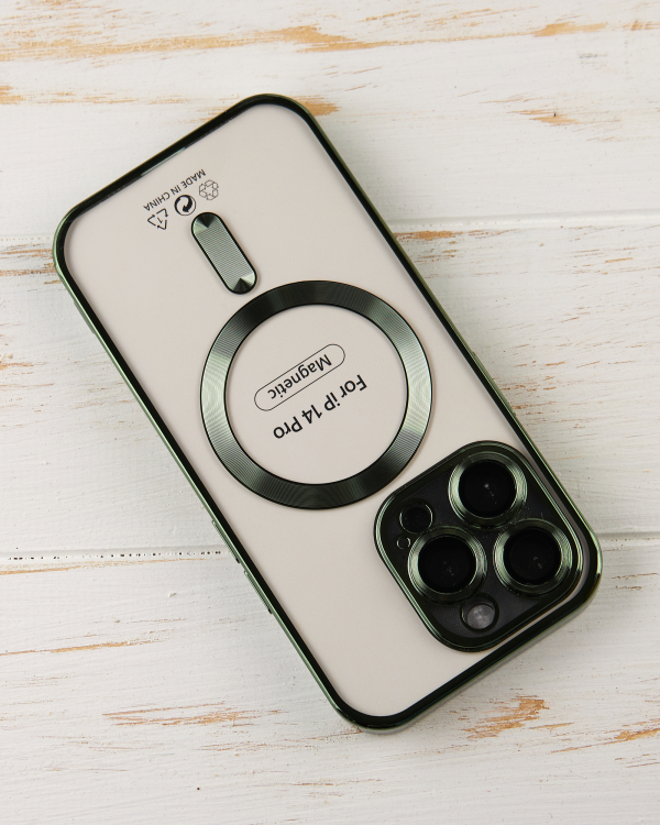Силиконовый чехол SHINING with MagSafe для iPhone 14 Pro зеленый