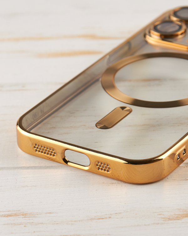 Силиконовый чехол SHINING with MagSafe для iPhone 15 Pro золотой
