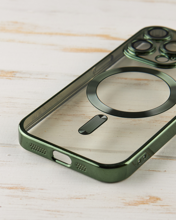 Силиконовый чехол SHINING with MagSafe для iPhone 14 Pro зеленый