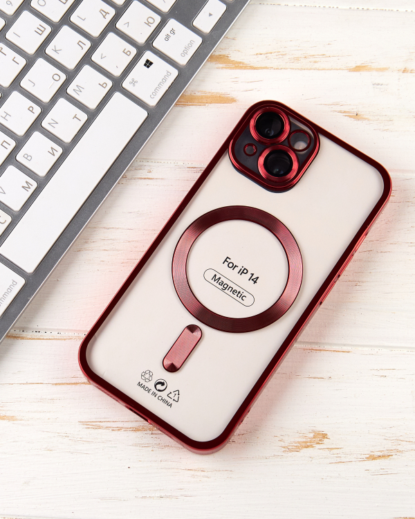 Силиконовый чехол SHINING with MagSafe для iPhone 14 красный