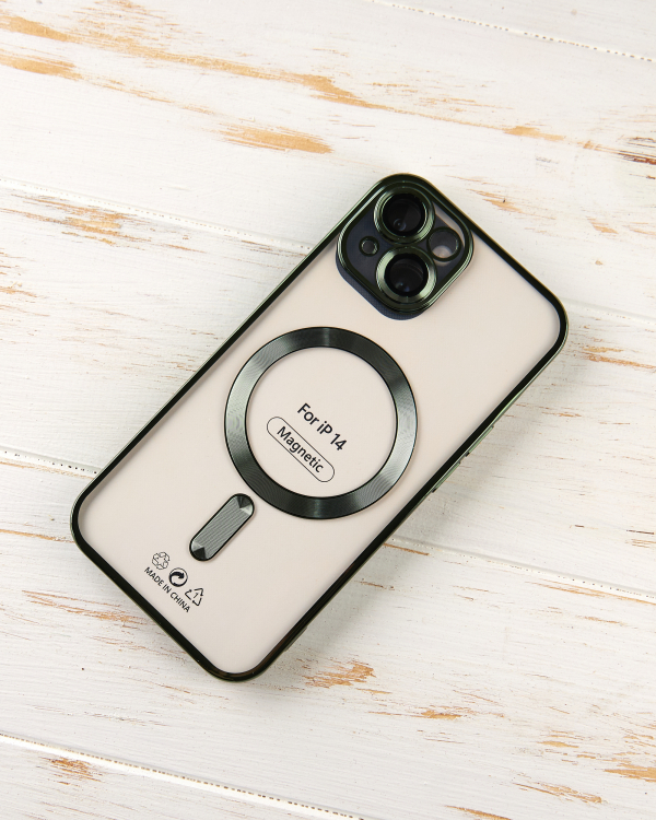 Силиконовый чехол SHINING with MagSafe для iPhone 14 зеленый